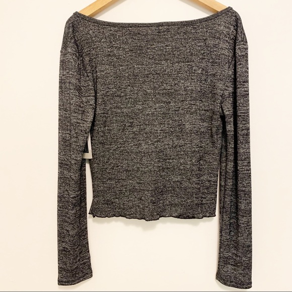 Nordstrom BP Long Sleeve V Neck Ruched Crop Top L - Picture 5 of 7